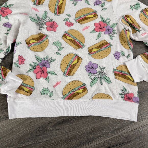 Wildfox Hamburger Cheeseburger Baggy Beach Jumper Sweatshirt Size Medium - Picture 2 of 5